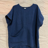Harper Tunic in Midweight Linen, Indigo, Size L/XL | SAMPLE SALE A-12