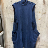 Clyde Vest in Midweight Linen, Indigo, Size 1X/2X | SAMPLE SALE B-05