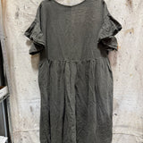 Ruffled Georgia Midi in Midweight Linen, Gray, Size XL | SAMPLE SALE B-10