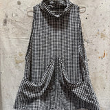 Collared Harper Apron, Black and White Gingham, Size XL | SAMPLE SALE B-11
