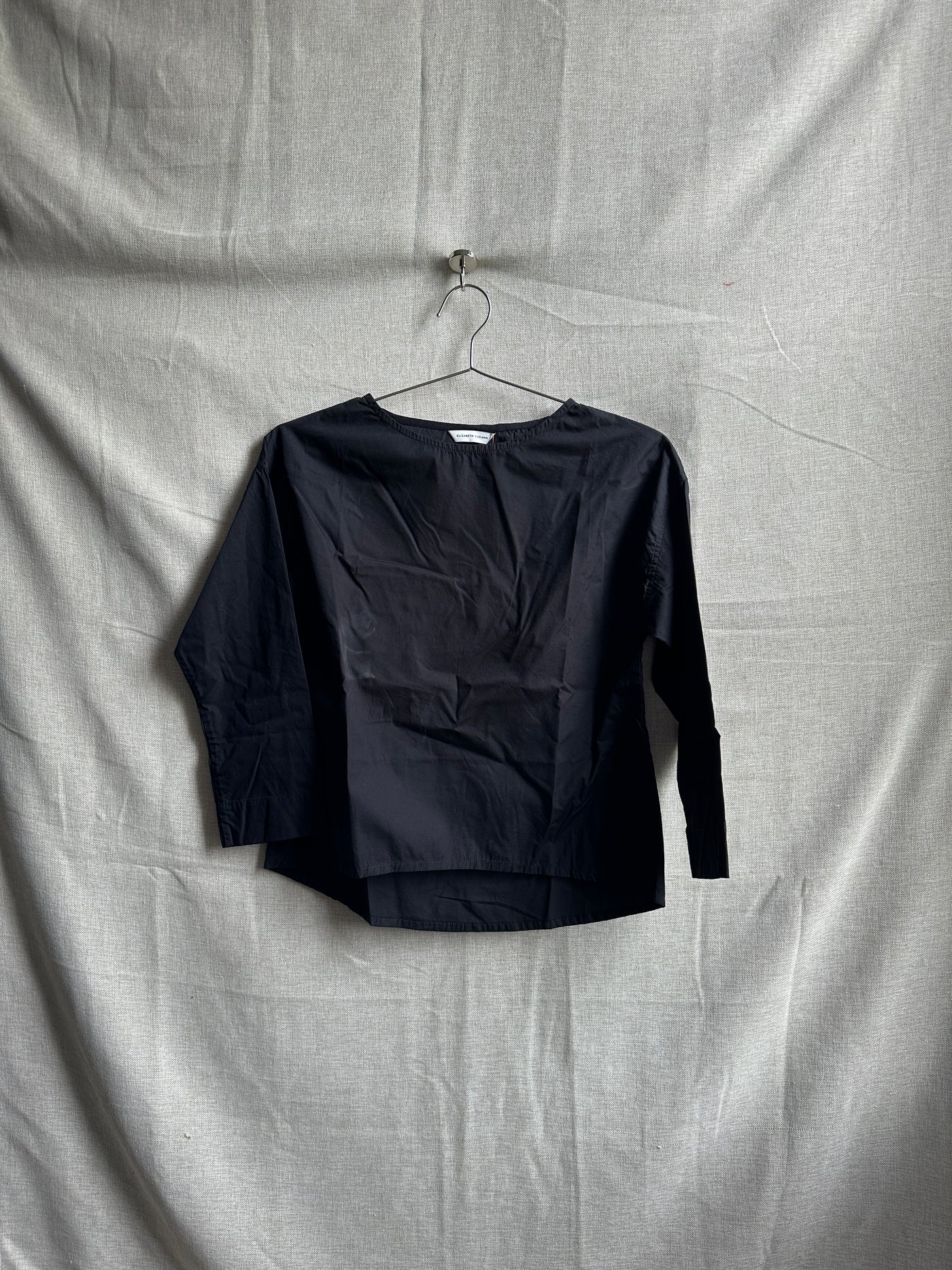 Lara Top in Cotton Poplin, Black | Size XS | SAMPLE SALE (B79)