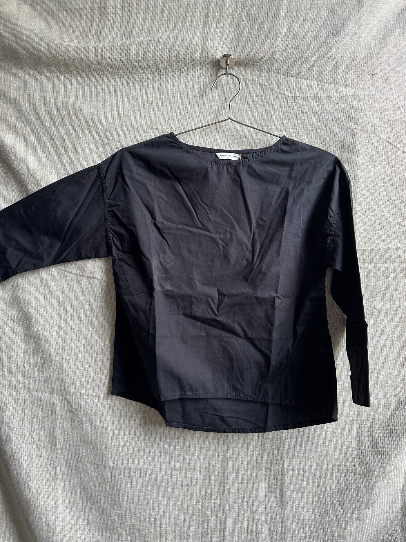 Lara Top in Cotton Poplin, Black | Size XS | SAMPLE SALE (B79)