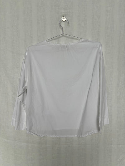 Lara Top in Cotton Poplin, Salt | Size Small | SAMPLE SALE (E11)