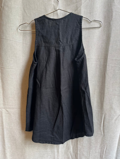 Sleeveless Kara Snap Top in Midweight Linen, Ink | Size XXS/XS | SAMPLE SALE (A04)