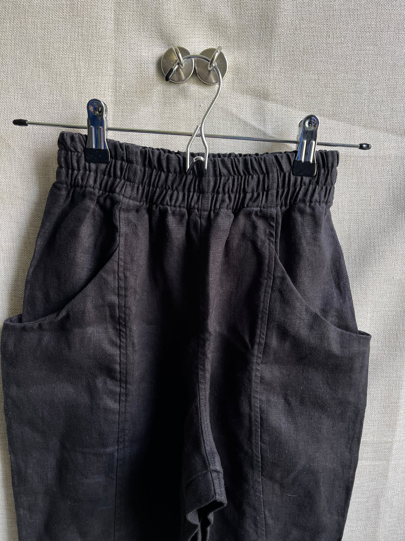 Clyde Work Pant in Midweight Linen, Black | Size 0-Tall | SAMPLE SALE (A201)