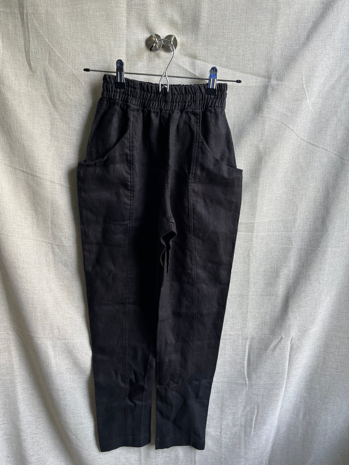 Clyde Work Pant in Midweight Linen, Black | Size 0-Tall | SAMPLE SALE (A201)