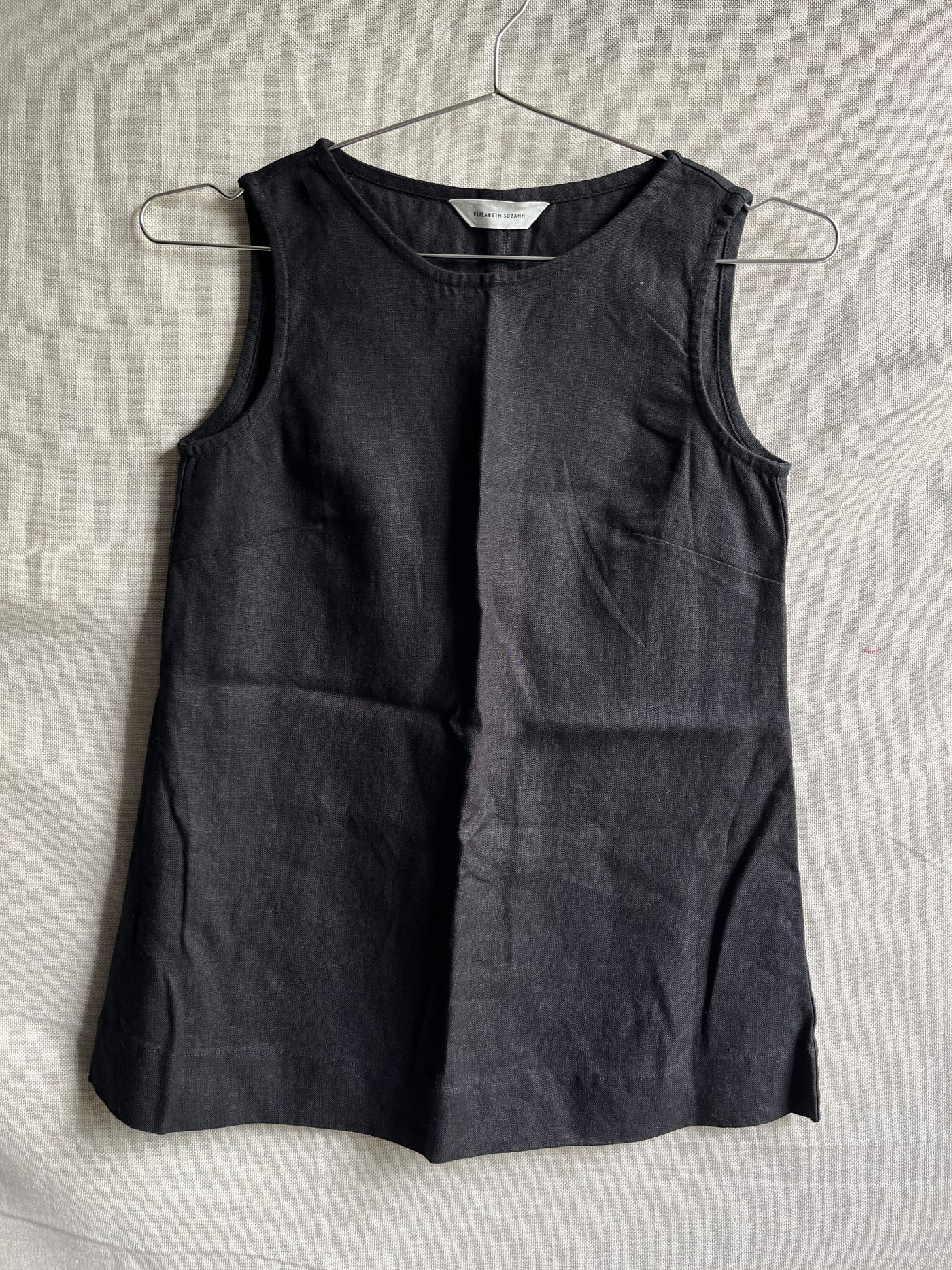 Petra Tank in Midweight Linen, Black | Size XXS | SAMPLE SALE (B53)