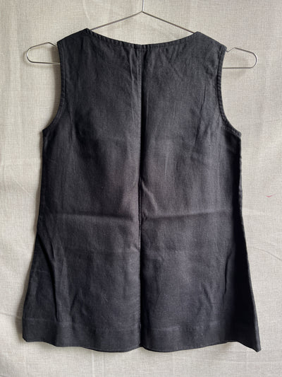 Petra Tank in Midweight Linen, Black | Size XXS | SAMPLE SALE (B53)