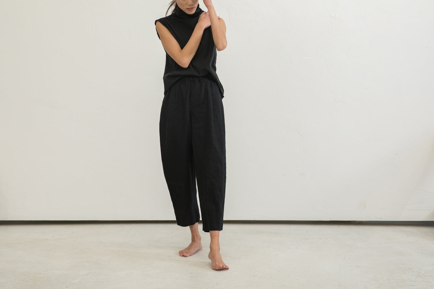 Andy Trouser in Midweight Linen Black#color_black 