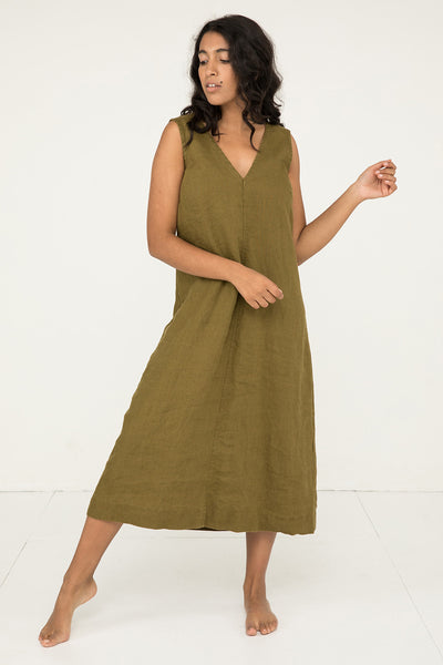 Olive Midweight Linen by the Yard