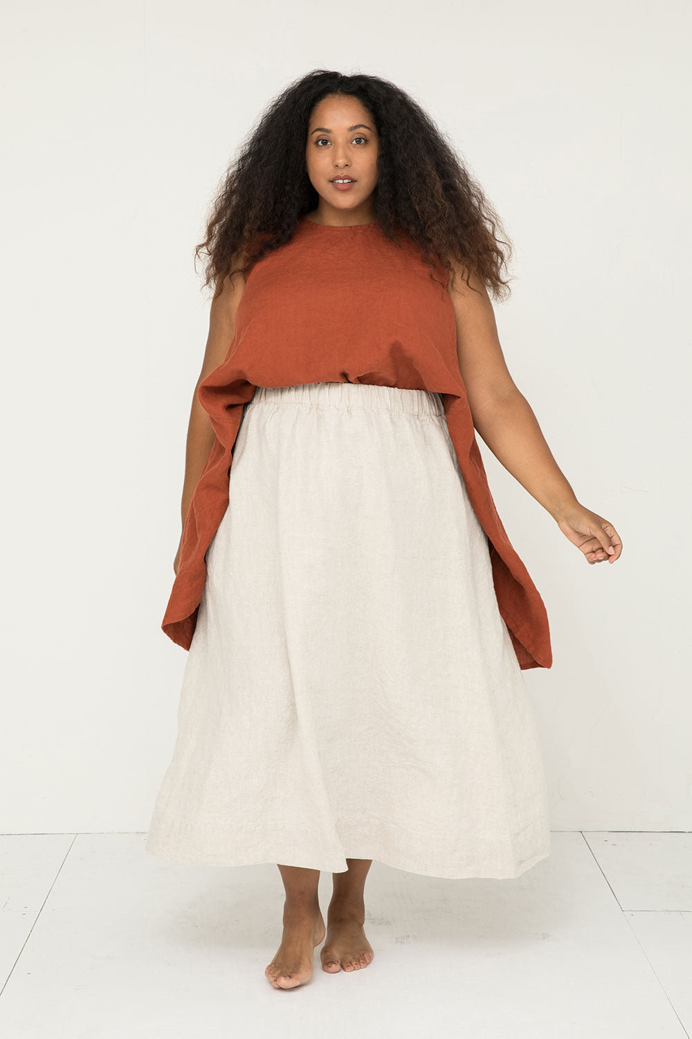 Bel Skirt in Midweight Linen Flax#color_flax