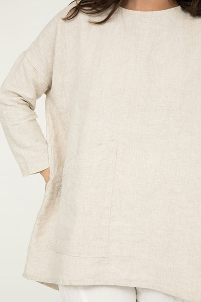 Long Sleeve Harper Tunic in Midweight Linen Flax#color_flax