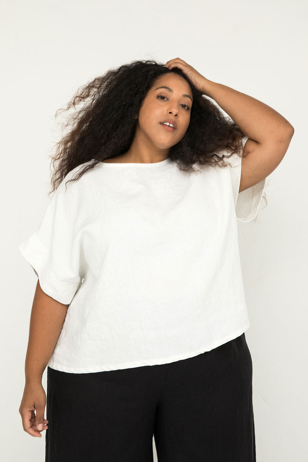 Georgia Tee in Midweight Linen Ivory#color_ivory