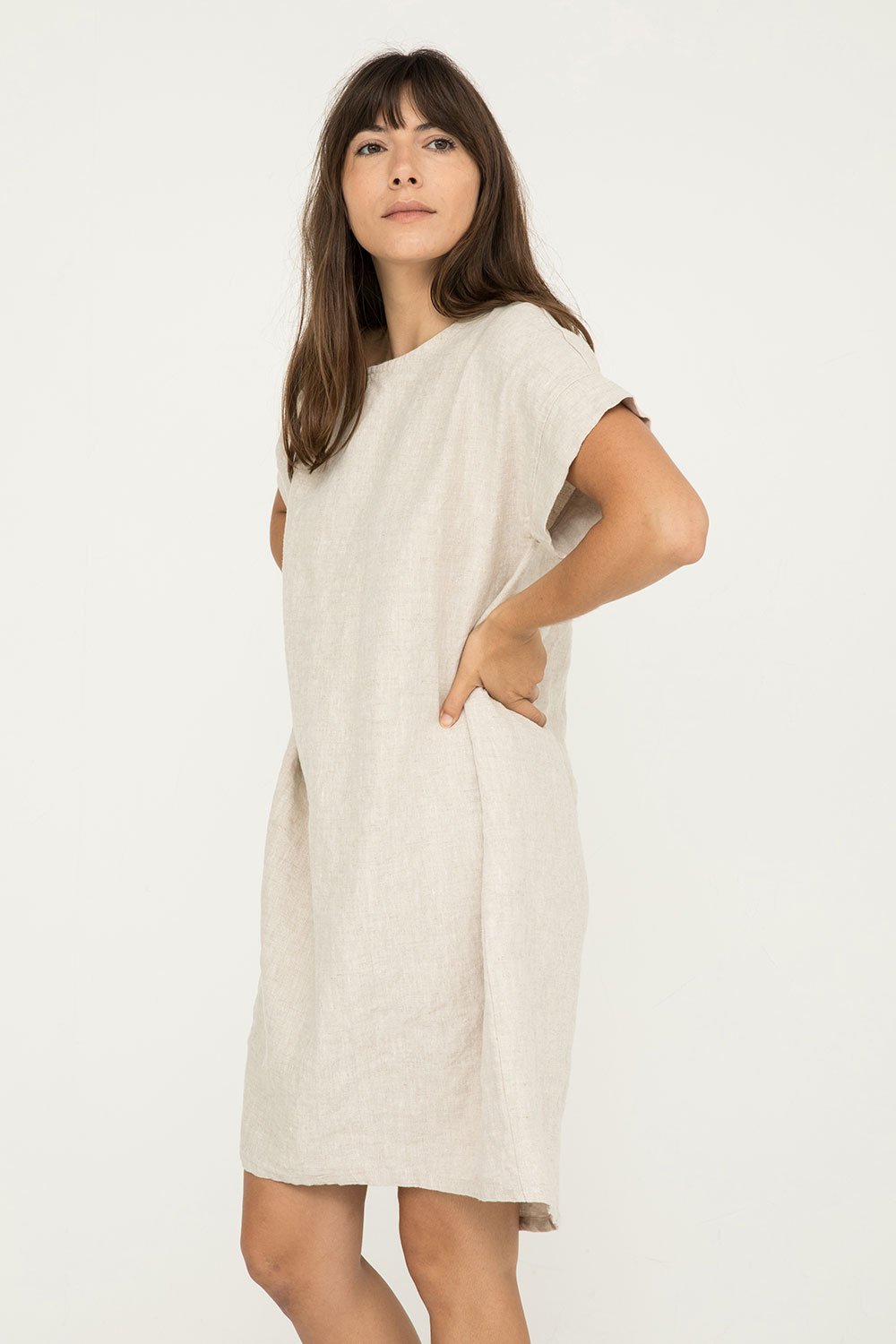 Georgia Dress in Flax Midweight Linen#color_flax