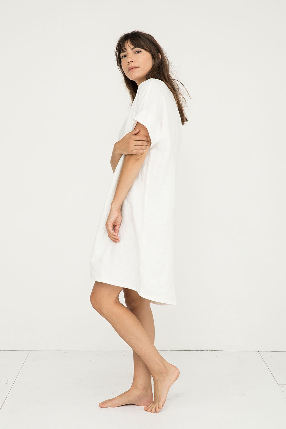 Georgia Dress in Ivory Midweight Linen#color_ivory