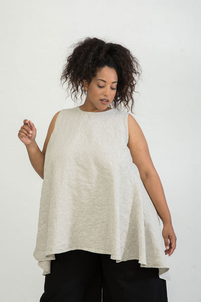 Harlow Tunic in Midweight Linen Flax#color_flax