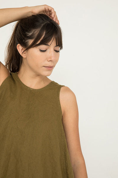 Harlow Tunic in Midweight Linen Olive#color_olive