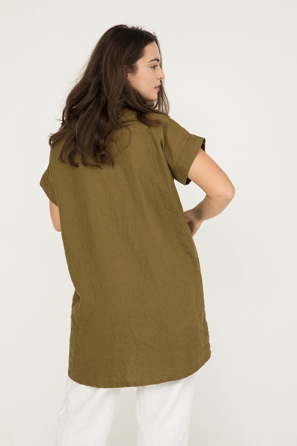 Georgia Dress in Olive Midweight Linen#color_olive
